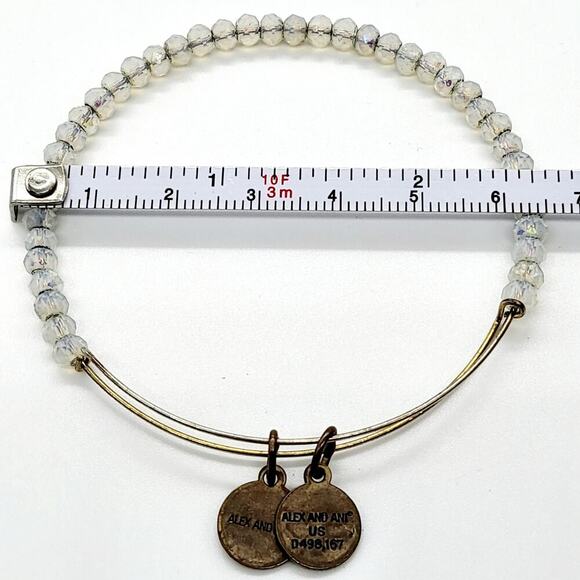 Alex and Ani American Flag Heart Charm Beaded Bangle Expandable Wire Bracelet - Picture 5 of 5